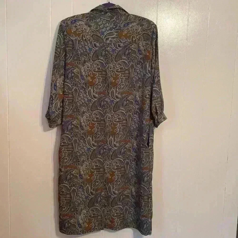 Vintage Breli Originals Brown, Rust snd Cream Shirt Dress, Size Medium. - Picture 2 of 11